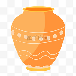 精美物品图片_印度乌加迪黄色花纹陶罐