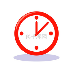 红色时钟，带有显示时间的对象的