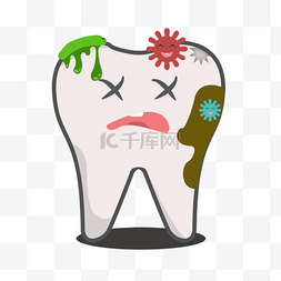 健康牙齿元素图片_牙齿牙菌卡通牙痛