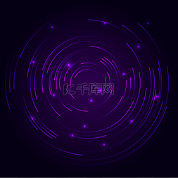 紫色光晕光晕图片_紫色科技旋涡线条圆圈