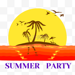 夏季派对海岛棕榈剪影复古印花