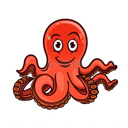 卡通海底的鱼图片_卡通幼稚的插图粉红色的章鱼用卷