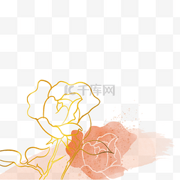 创意装饰花朵图案图片_金黄花朵图案水彩金边花卉