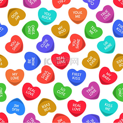 贴纸流行图片_糖果无缝心形图案五颜六色的糖果