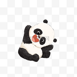 坐姿图片_可爱熊猫在招手