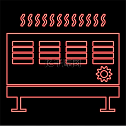霓虹灯热控红色矢量插图平面风格