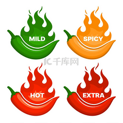 温和柔肤图片_带有火焰的辣椒的辣度。