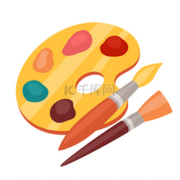 多钟颜色蜡烛图片_艺术与颜料和画笔的颜色调色板.