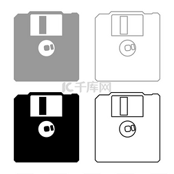 软盘图片_软盘存储概念集图标灰黑色矢量插