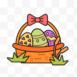 复活节橙色篮子里的彩蛋