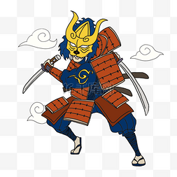 传统卡通日本铠甲武士忍者