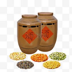 五谷杂粮图片_五谷杂粮粮食酒中国风古代食物