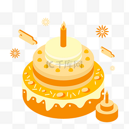 蛋糕帷幔图片_25D黄色蛋糕生日快乐