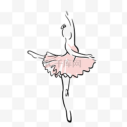 芭蕾舞抽象图片_抽象线条画女性芭蕾舞浅粉色