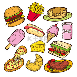 设计菜单图片_垃圾食品涂鸦一套