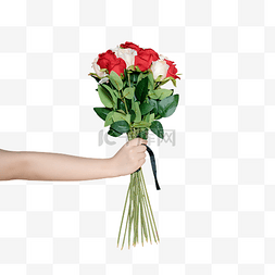 女生节图片_女生手拿一束鲜花