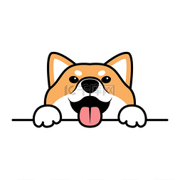 face图片_Cute shiba inu dog paws up over wall, dog fac