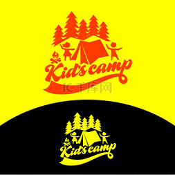 划桨图片_孩子们的营地的标志. 