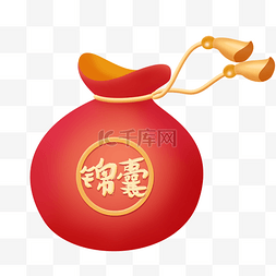 红色新年福袋图片_新年立体锦囊福袋春节红色喜庆