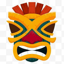 非洲图腾面具图片_卡通张嘴露牙夏威夷风格提基面具