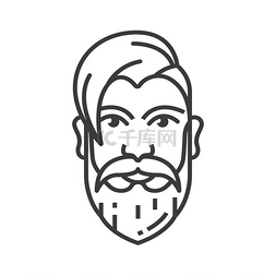 复古的男性发型留着胡子和小胡子