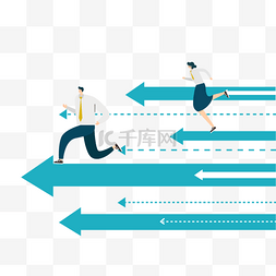 箭头上奔跑的商务成功人物概念插