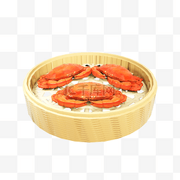 盘装大闸蟹图片_3D立体螃蟹笼屉蒸螃蟹熟螃蟹