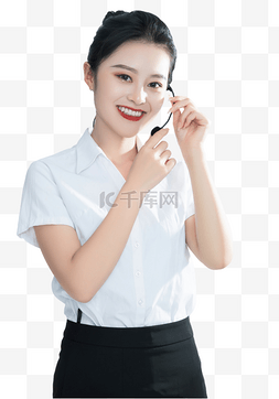 美女图片_电商客服接电话处理投诉