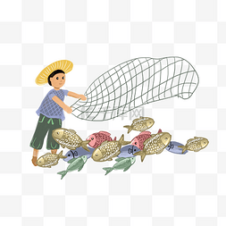 收获标点图片_打渔捞鱼渔民丰收捕鱼收获渔业