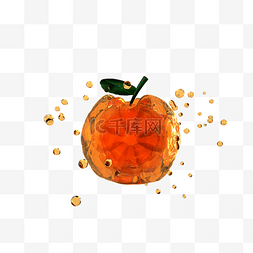 3D仿真冰橙子夏日清凉水花橘子