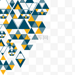 三角几何形状图片_白黄蓝三色三角几何商务边框