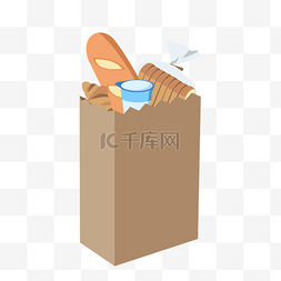 卡通面包篮子图片_超市食物面包购物袋