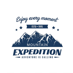 登山探险队的标志户外娱乐旅行露