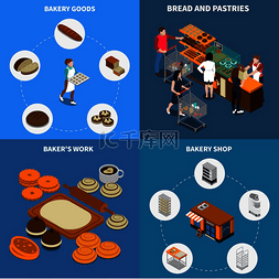产品理念图片_面包生产等轴测22设计概念带有食