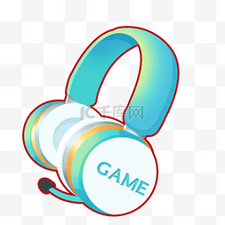 电竞运动比赛设备蓝绿色耳机耳麦