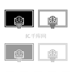 篮球篮筐和球篮板和网格篮子图标