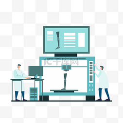 办公桌面设计图片_3d打印机医学科技插画