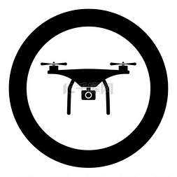飞机相机矢量图片_圆形或圆形矢量图中的无人机图标