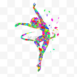 女孩跳舞抽象彩色体操