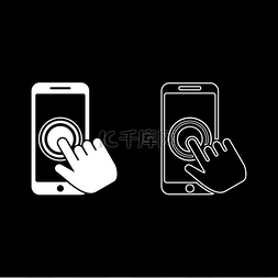 手机图标设置图标图片_点击触摸屏智能手机 现代智能手