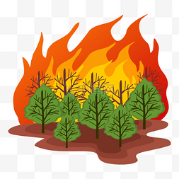自然灾害图片_卡通自然灾害森林火灾