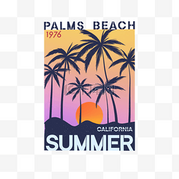 棕榈树沙滩夏季t恤印花