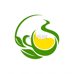 饮料素材创意图片_带有柠檬隔离创意标志的茶草药热