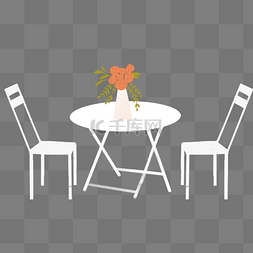 桌椅图片_白色桌椅花瓶椅子