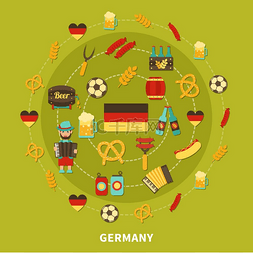 酒精符号图片_德国偶像圆形构图扁平孤立的德国
