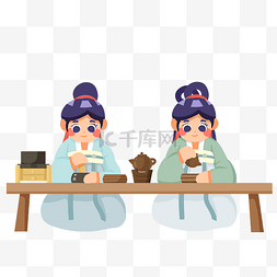 茶文化点茶文化古代汉服女生点茶