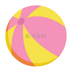 充气条纹球隔离矢量粉红色和橙色