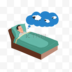 床上用品橱窗图片_现代人亚健康失眠困床上数羊