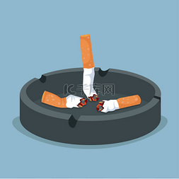 一条香烟图片_烟灰缸矢量中的香烟