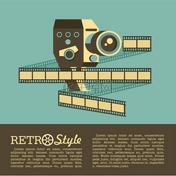 老电影电影胶卷图片_老式相机和胶卷。